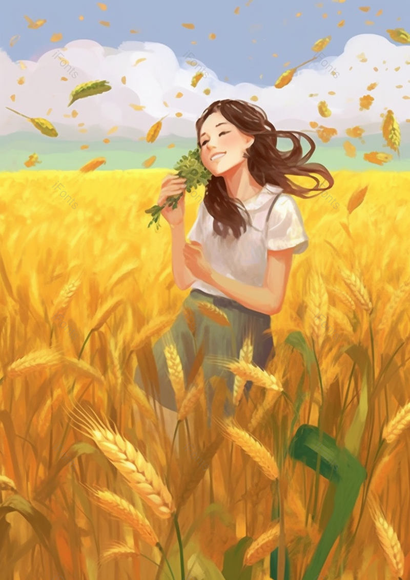 秋天可爱女孩人物插画风景,插画/手绘图,插画/手绘图库,插画/手绘图下载,插画/手绘